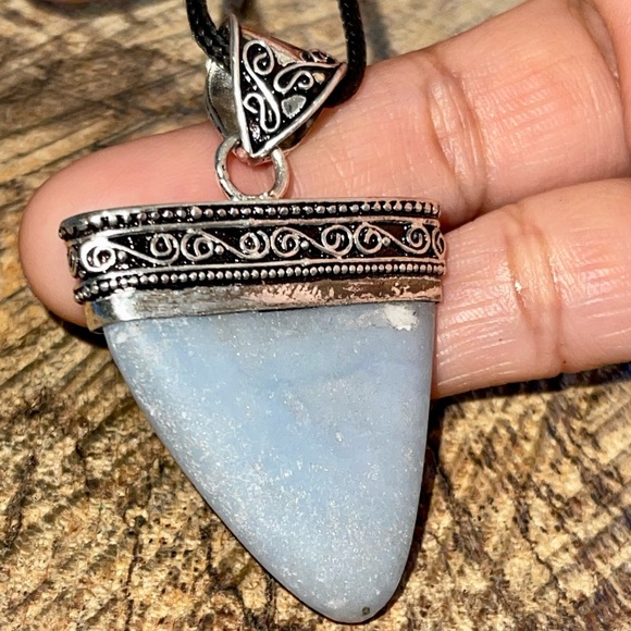 Blue Anhydrite Angelite Pendant 2” - Picture 13 of 15